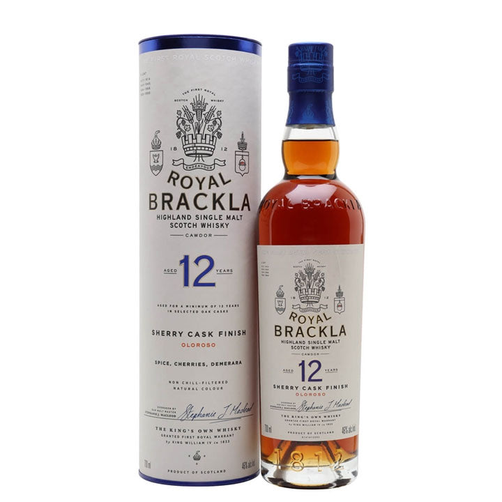 Royal Brackla 12 Year Old Oloroso Sherry Cask Finish Highland Single Malt Scotch Whisky ABV 40% 70cl