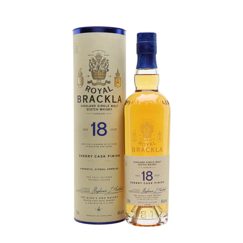 Royal Brackla 18 Year Old Palo Cortado Oloroso Sherry Cask Finish Highland Single Malt Scotch Whisky ABV 46% 70cl