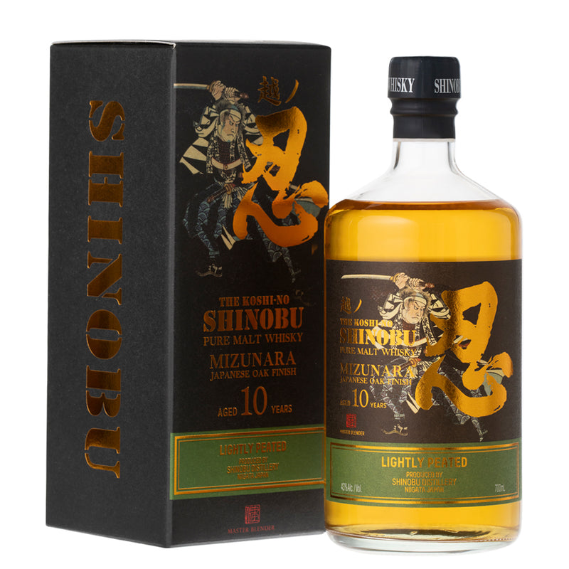 Shinobu 10 Year Old Pure Malt Whisky Lightly Peated Mizunara Oak Finish ABV 43% 70cl with Gift Box