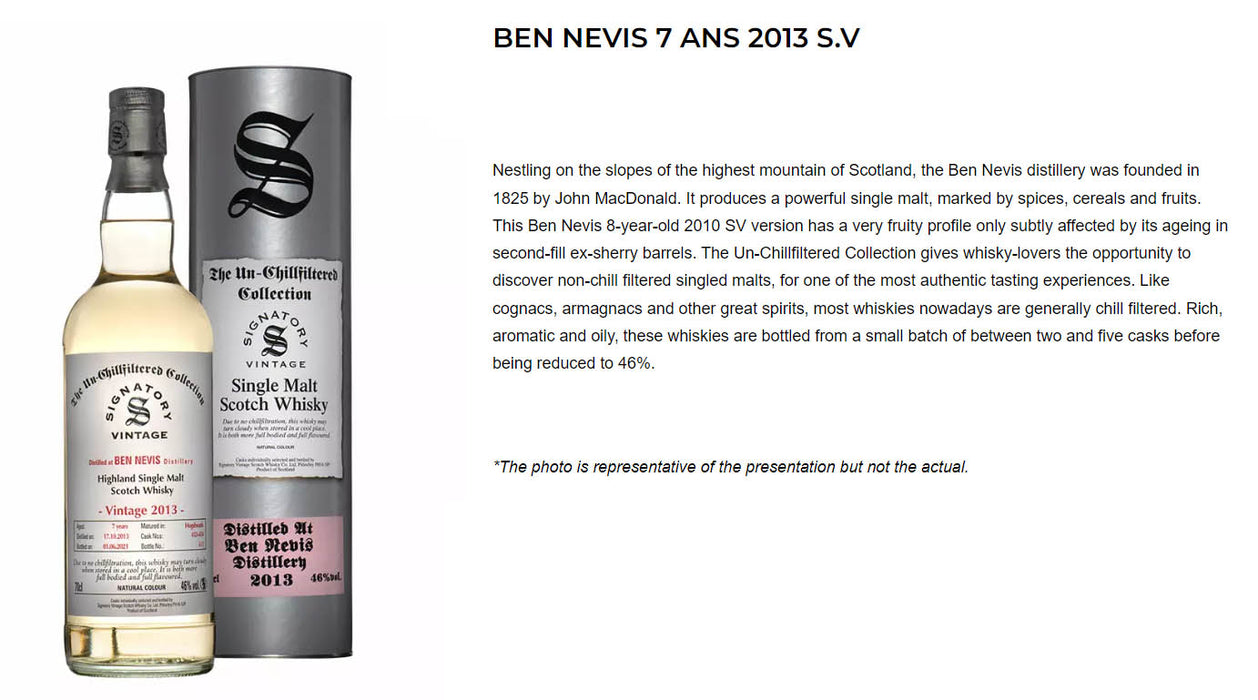 Signatory Vintage Ben Nevis 2013 7 Year Old Un-Chillfiltered Single Malt 700ml ABV 46%