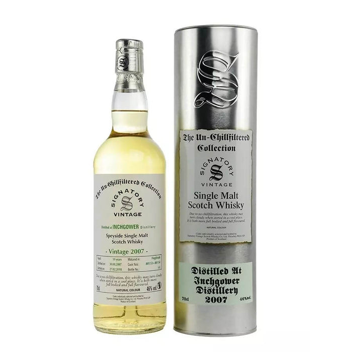 Signatory Vintage Inchgower 2007 11 Year Old Un-Chillfiltered Speyside Single Malt Whisky ABV 46% 700ml