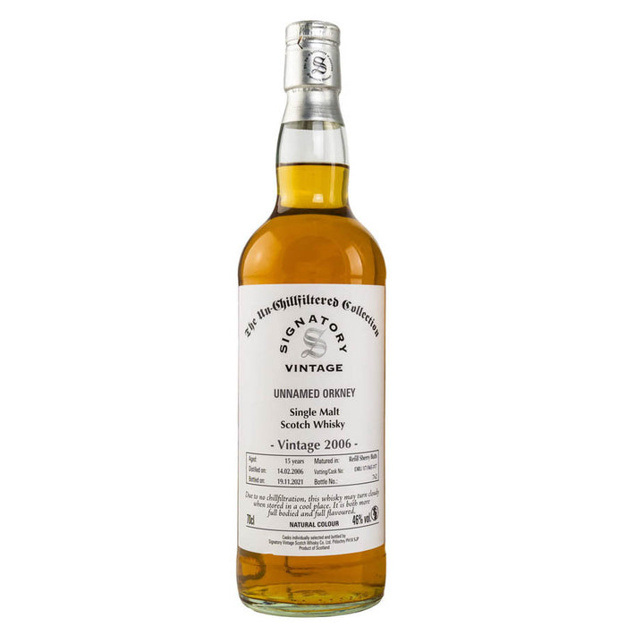 Signatory Vintage Unnamed Orkney 2006 15 Year Old Un-Chillfiltered Speyside Single Malt 700ml ABV 46%