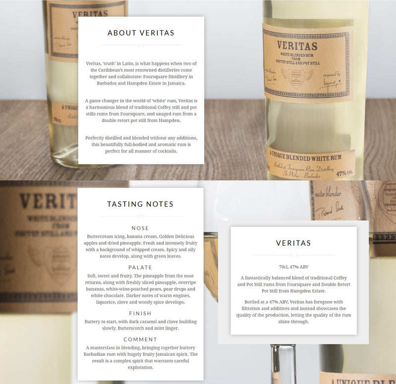 Veritas White Blended Rum 700ml ABV 47%