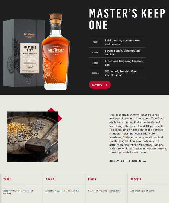 Wild Turkey 7.0 Master's Keep One 101 Proof (Bottled In 2021) ABV 50.5% 750ml with Gift Box