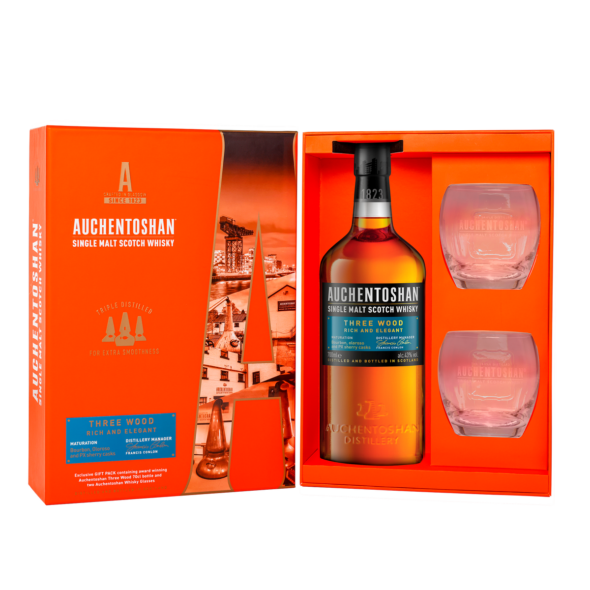 Auchentoshan Whisky — Wood Se The Single 43% 70cl Three Scotch Malt Gift ABV Shop Liquor Singapore