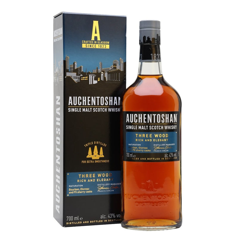 Auchentoshan Three Wood Lowland Single Malt Scotch Whisky ABV 43% 70cl With Gift Box