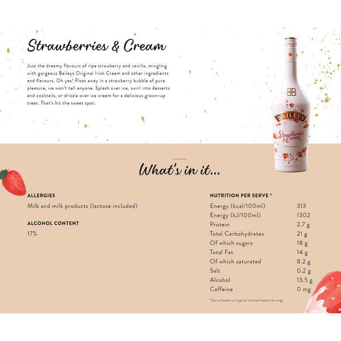 Baileys Strawberry & Cream 700ml (Best Before: August 2024)