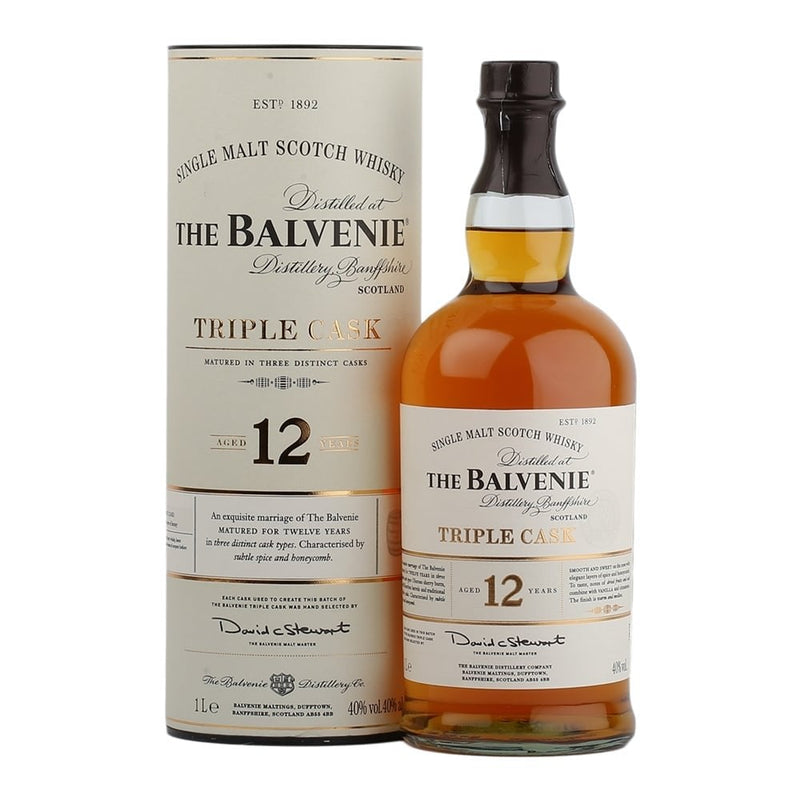 The Balvenie 12 Year Old Triple Cask Speyside Single Malt Scotch Whisky ABV 40% 100cl With Gift Box