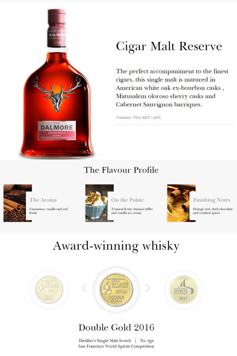 The Dalmore Cigar Malt Reserve Year Old Highland Single Malt Scotch Whisky ABV 40% 70cl (Box may not in good condition)