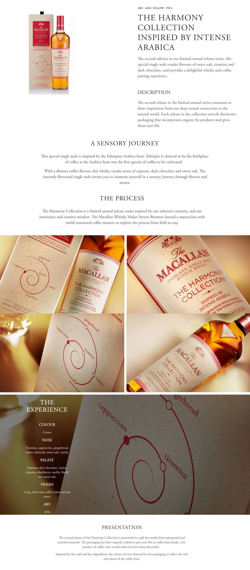 The Macallan The Harmony Collection Inspired By Intense Arabica Highland Single Malt Scotch Whisky ABV 44% 70cl with Gift Box