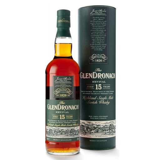 The Glendronach 15 Year Old Revival Highland Single Malt Scotch WhiskyABV 46% 70cl with Gift Box