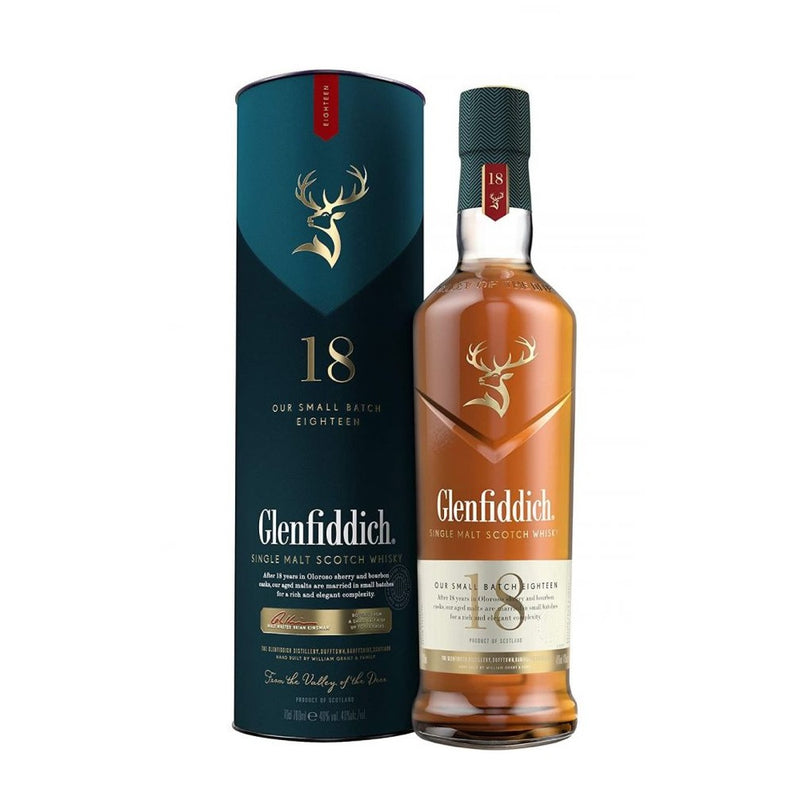 Glenfiddich 18 Year Old Speyside Single Malt Scotch Whisky ABV 40% 70cl with Gift Box