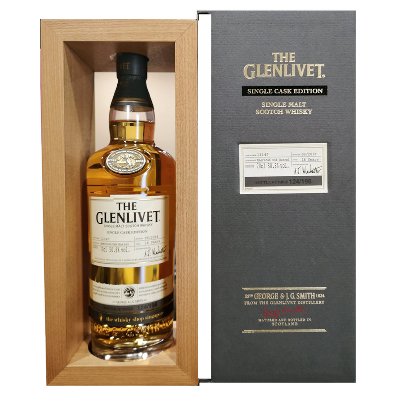 (SG60 60% off at check out) The Glenlivet 16 Year Old Single Malt Scotch Whisky American Oak Barrel Single Cask Edition ABV 50.8% 700ml (The Whisky Shop Singapore Exclusive) Random Bottle Number