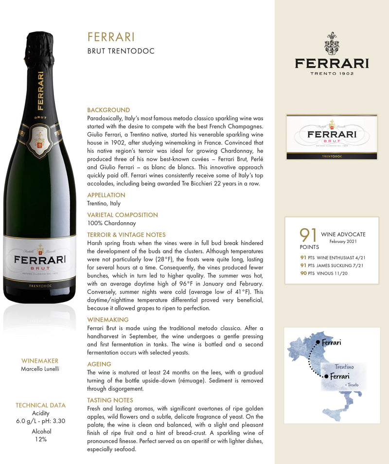 Ferrari Brut ABV 12.5% 750ml x 3 Bottles
