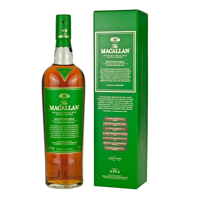 (Flash Sale - 60% off at check out) The Macallan Edition No. 4 Highland Single Malt Scotch Whisky ABV 48.4% 70cl with Gift Box