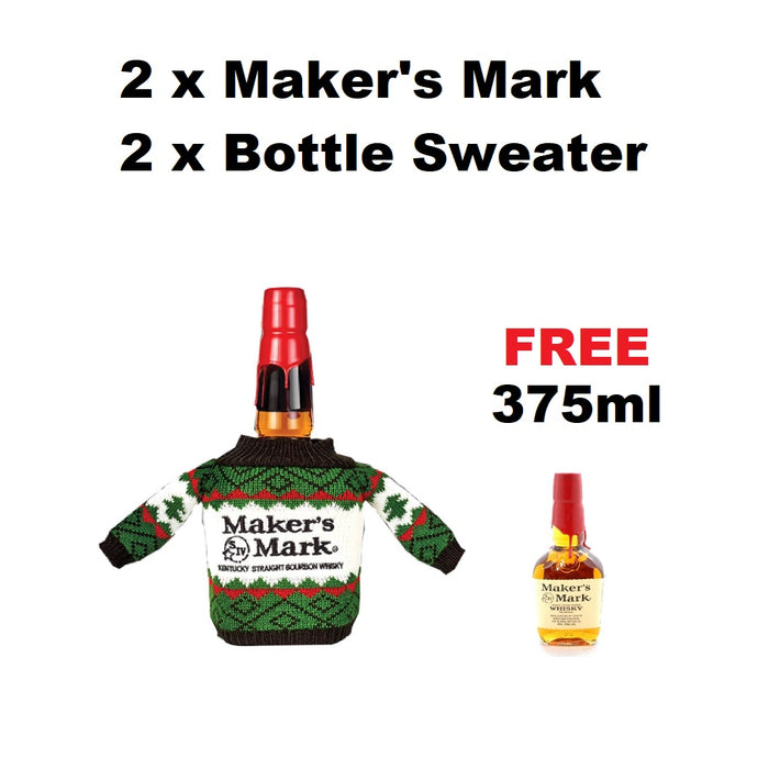 Maker's Mark 75cl x 2, Bottle Sweater x 2 (FREE 375ml Makers Mark)