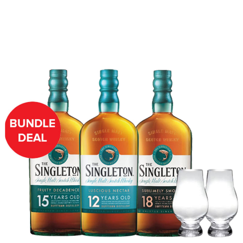 Bundle The Singleton of Dufftown 12, 15,and 18 Year old FREE 2 Nosing Glass